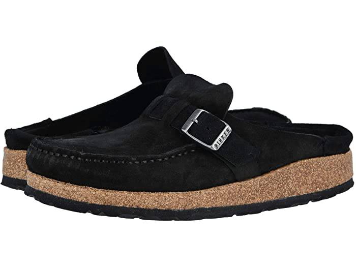 Women's Buckley Black Suede Leather Clogs - Orleans Shoe Co.