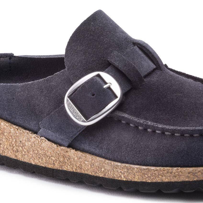 Women's Buckley Navy Suede Leather Clogs - Orleans Shoe Co.