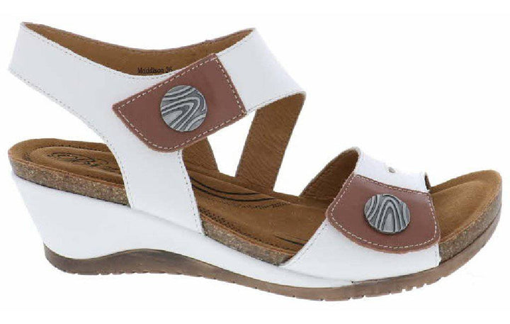 Women's Maddison White-Brandy Sandal - Orleans Shoe Co.