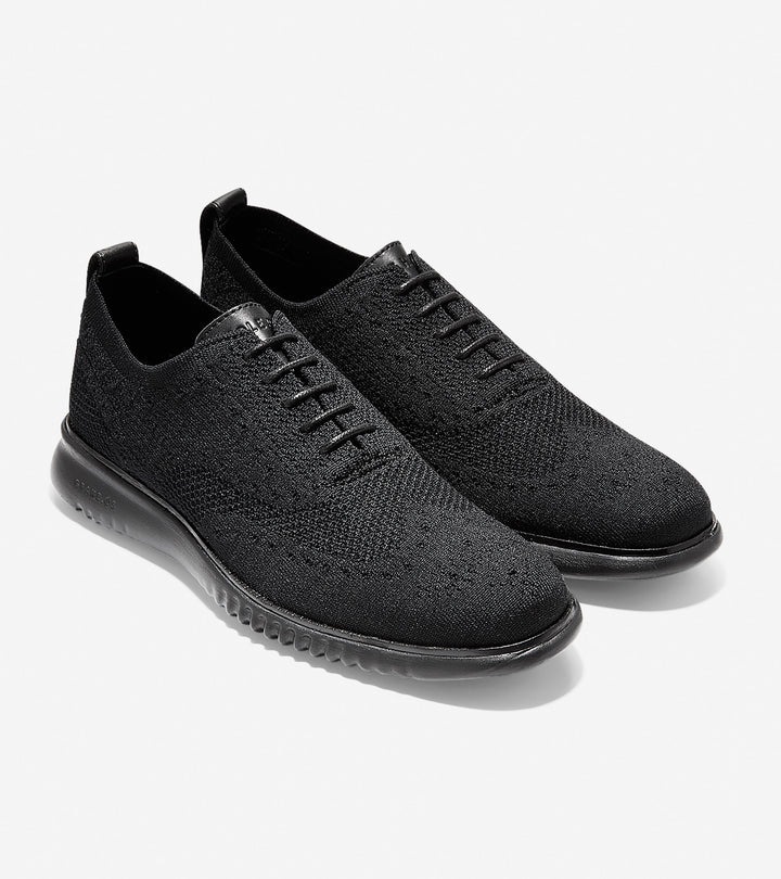 Men's 2 Zerogrand Wingtip Oxford Black Stitchlite/Black - Orleans Shoe Co.
