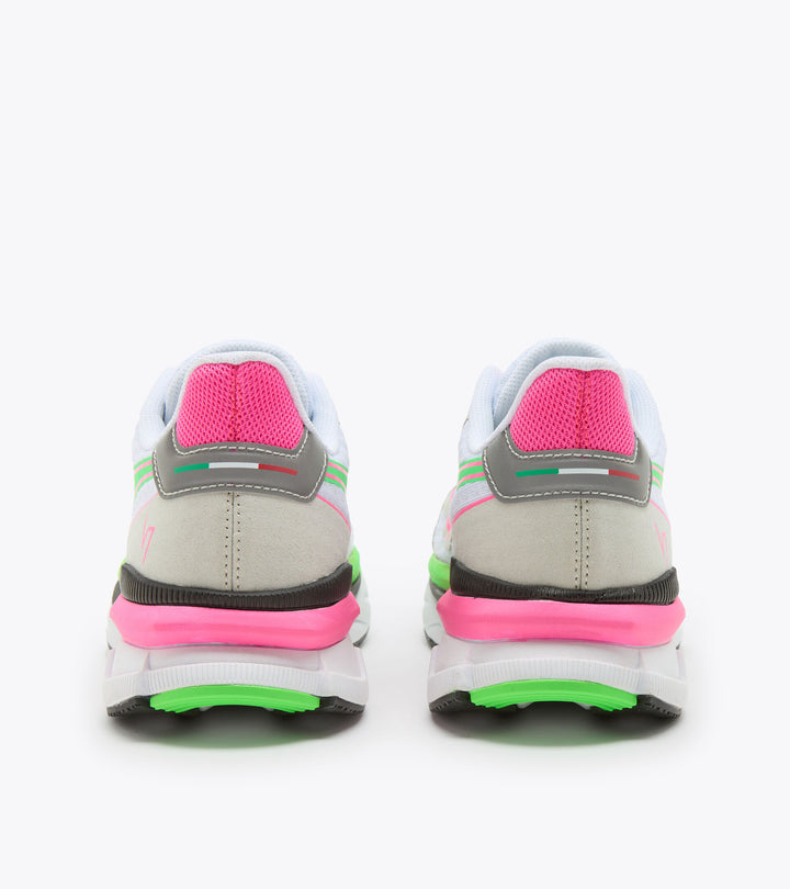 Diadora Women’s Atomo V7000 White Green Fluo Pink - Orleans Shoe Co.