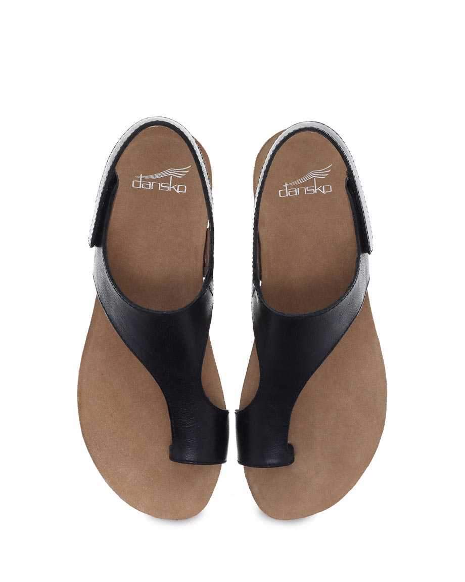 Women's Reece Waxy Burnished Black Sandal - Orleans Shoe Co.