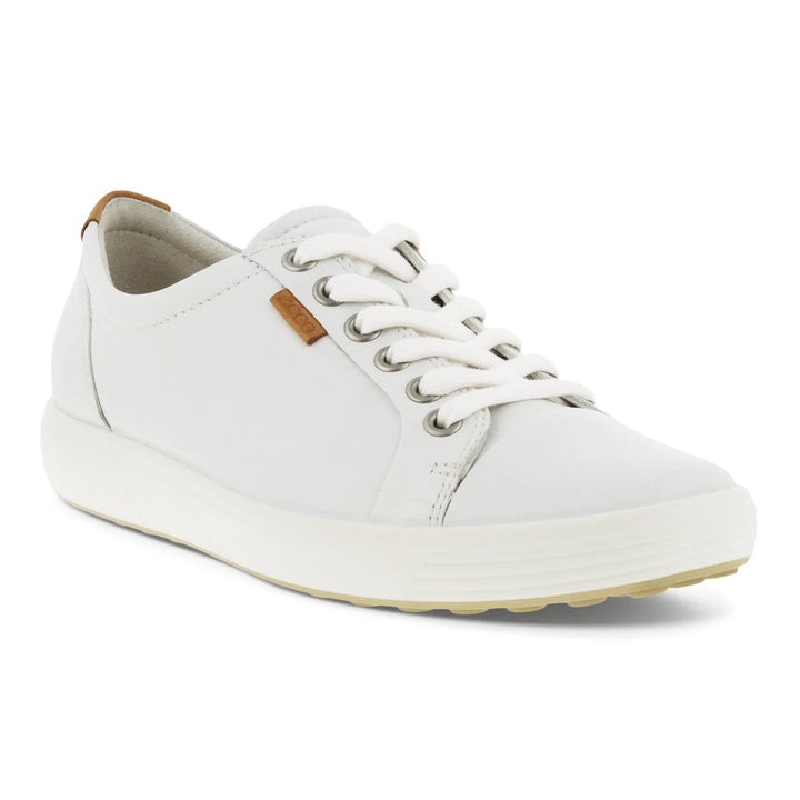 Women's Ecco Soft 7 White Lace Up Sneakers - Orleans Shoe Co.