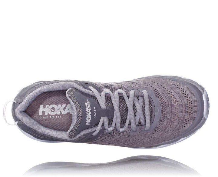 Women's Hoka Akasa frost Gray Silver Sconce Running Shoe - Orleans Shoe Co.