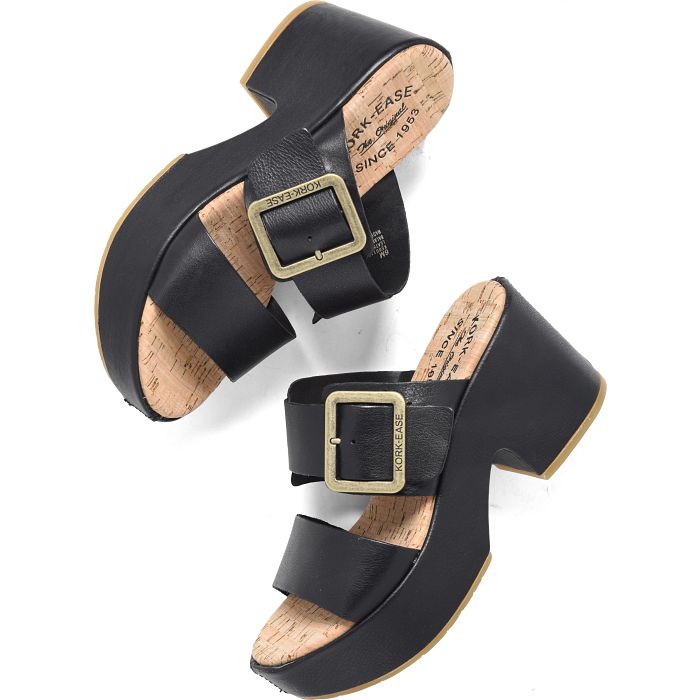 Kork Ease Women’s Taige Black w/ Leather Wrap - Orleans Shoe Co.