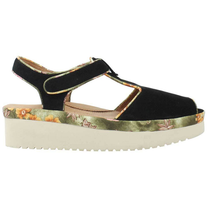 Women's Almika Black Nubuck T-Strap Sandal - Orleans Shoe Co.