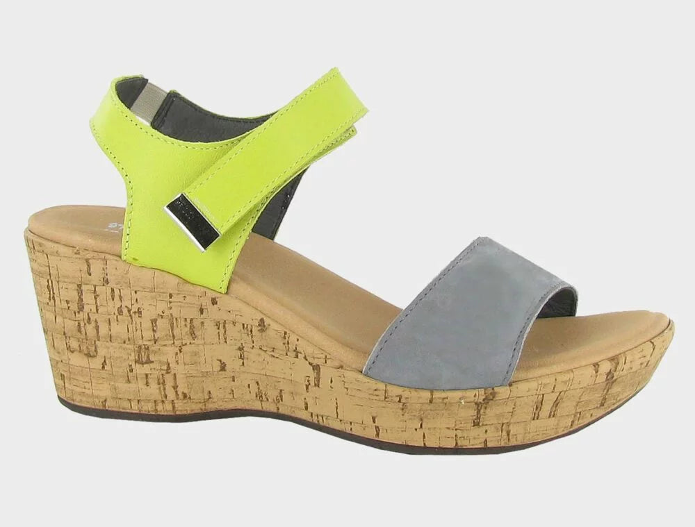 Naot Women’s Summer Smoke Grey Nubuck Soft Lime Leather - Orleans Shoe Co.
