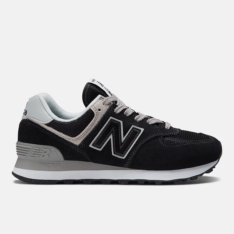 Women's New Balance WL574EVB Black with White - Orleans Shoe Co.