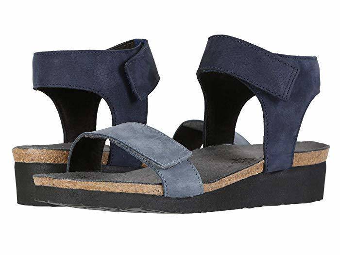 Women's Alba Feathery Blue Nubuck/Navy Velvet Nubuck Sandal - Orleans Shoe Co.
