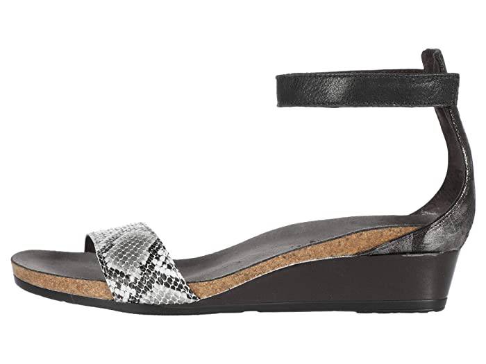 Pixie Grey Cobra Leather / Onyx Leather Wedge - Orleans Shoe Co.