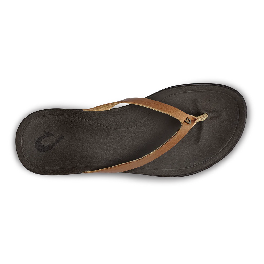 Olukai Women’s Ho’opio Leather Sahara Dark Java - Orleans Shoe Co.