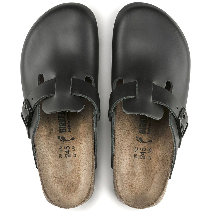 Unisex Boston Professional Super Grip Black Leather Clog - Orleans Shoe Co.