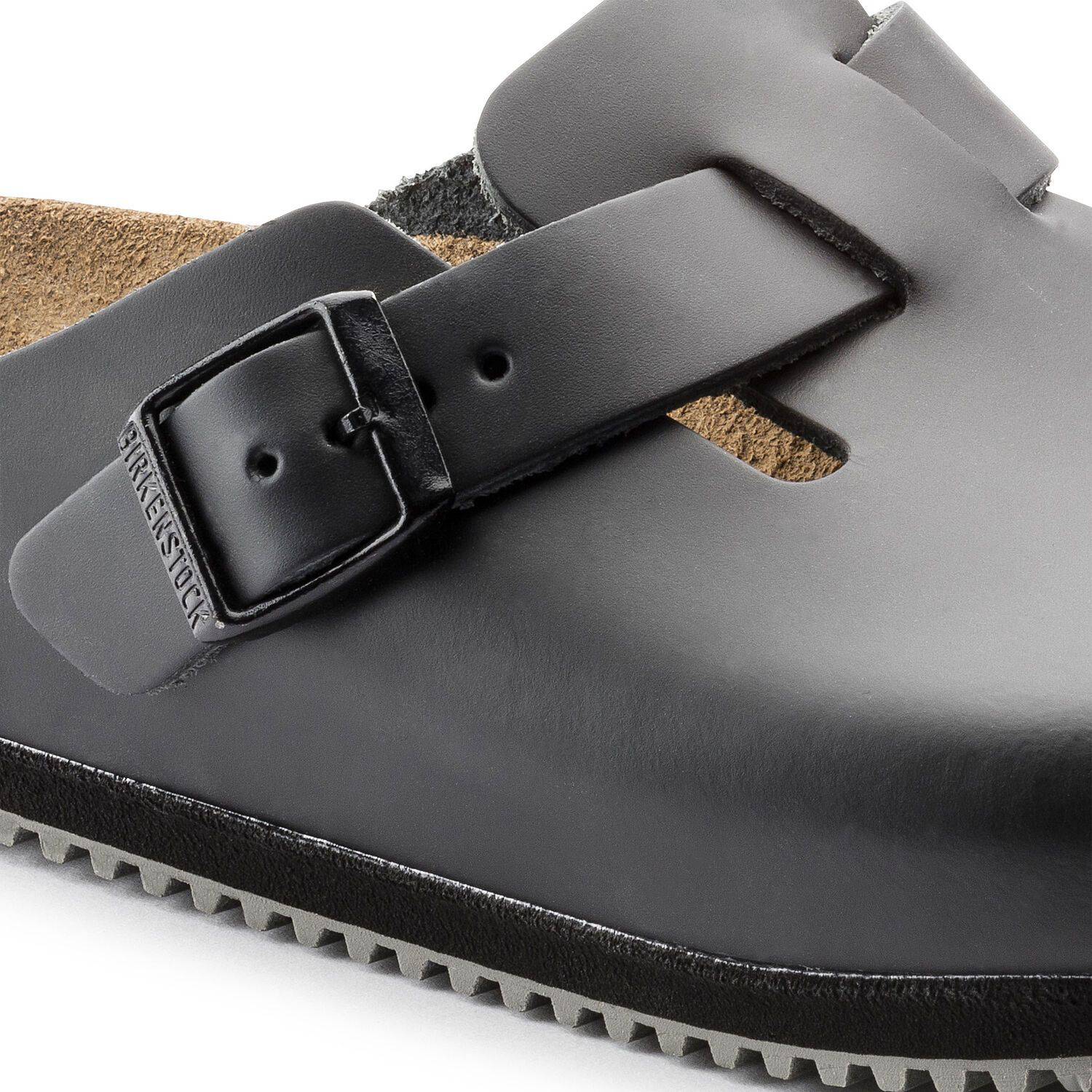 Birkenstock Boston Professional Super Grip Black Leather Clog