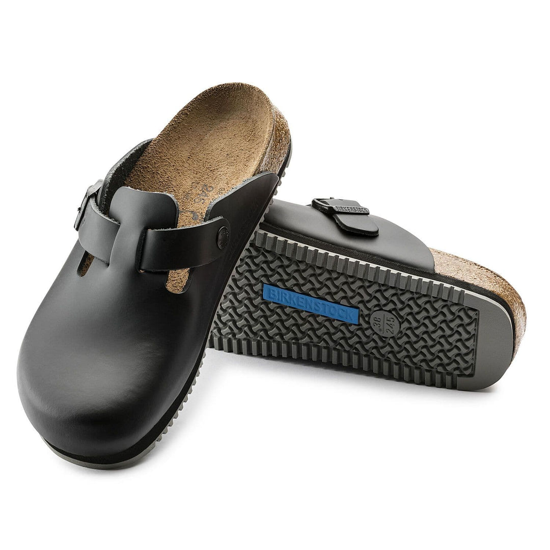 Unisex Boston Professional Super Grip Black Leather Clog - Orleans Shoe Co.