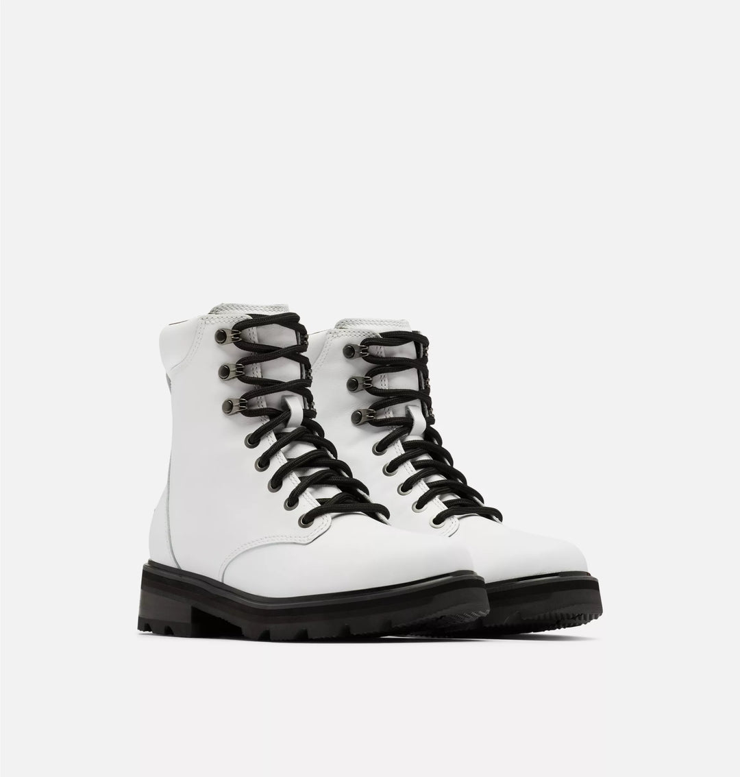 Women's Sorel Lennox Lace STKD WP Boot White Black - Orleans Shoe Co.