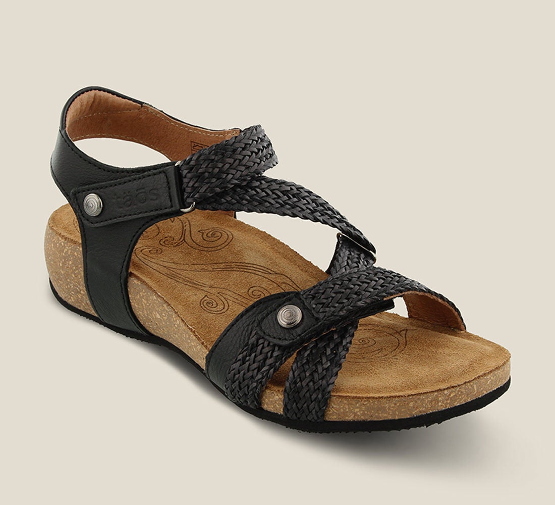 Taos Trulie Wedge Sandal Black Orleans Shoe Co